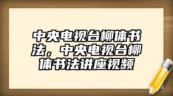 中央電視臺(tái)柳體書法，中央電視臺(tái)柳體書法講座視頻