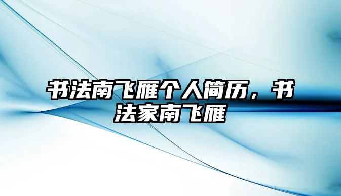 書法南飛雁個人簡歷，書法家南飛雁