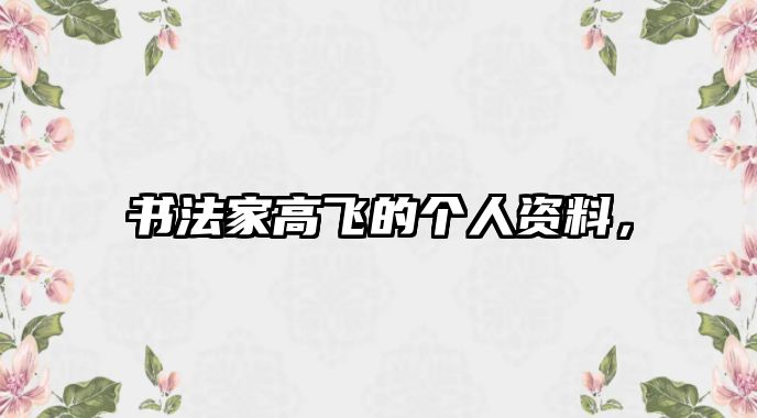 書法家高飛的個人資料，