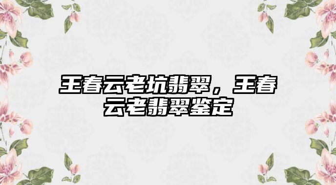 王春云老坑翡翠，王春云老翡翠鑒定