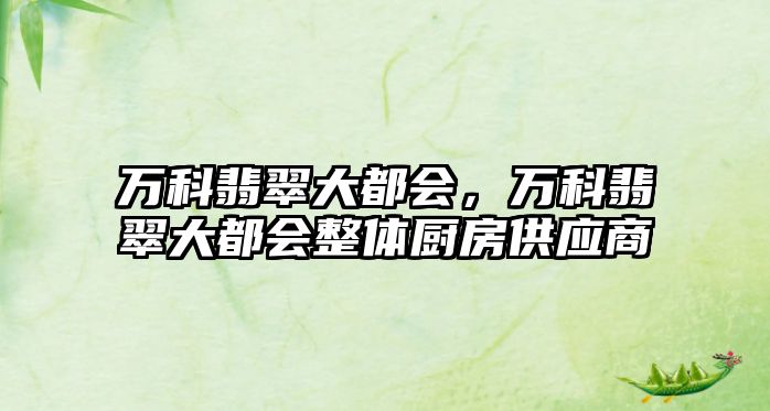 萬科翡翠大都會，萬科翡翠大都會整體廚房供應商