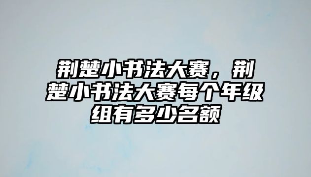 荊楚小書法大賽，荊楚小書法大賽每個年級組有多少名額