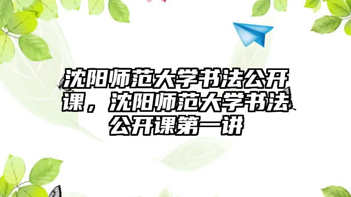 沈陽師范大學書法公開課，沈陽師范大學書法公開課第一講