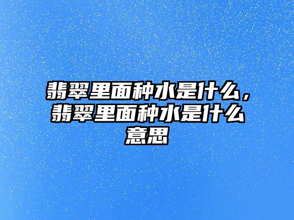 翡翠里面種水是什么，翡翠里面種水是什么意思