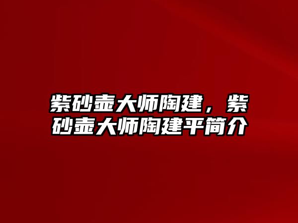 紫砂壺大師陶建，紫砂壺大師陶建平簡介